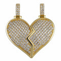 Heart Broken With Magnet Iced Out Pendant Necklace Mens/Women Hip Hop Gold Silver Color Jewelry